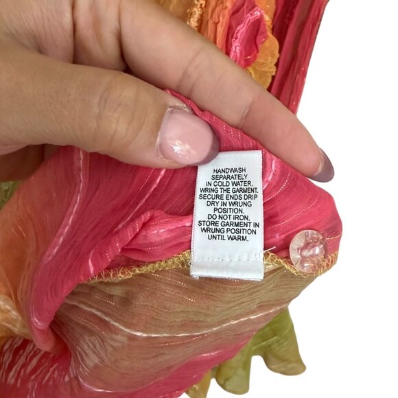 Cato Womens Ombre Sheer Flare Sleeve Fairy Blouse L Multicolor Pink Green Y2K - Picture 8 of 8